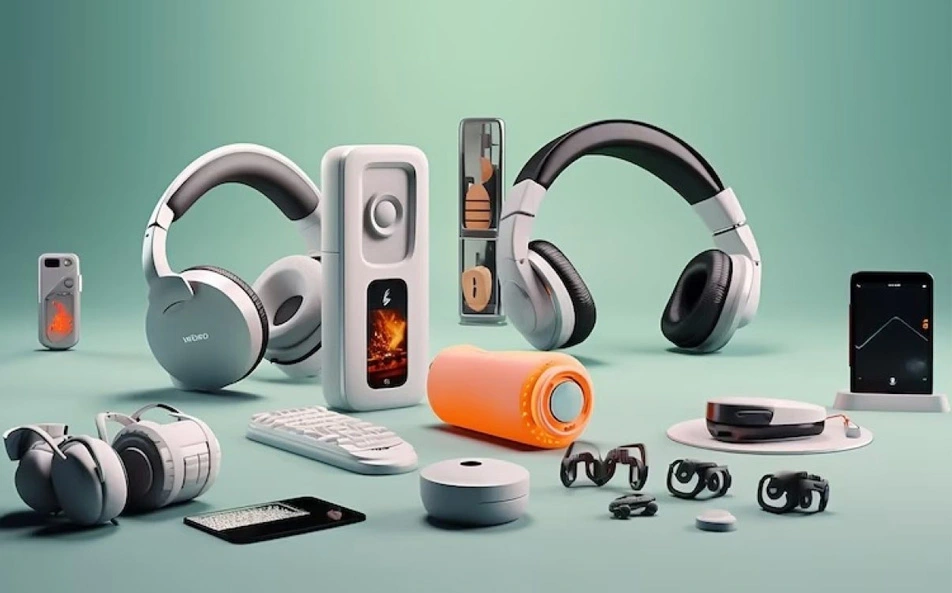 A collection of modern custom gadgets, mechanical keyboards, and desk equipment setups